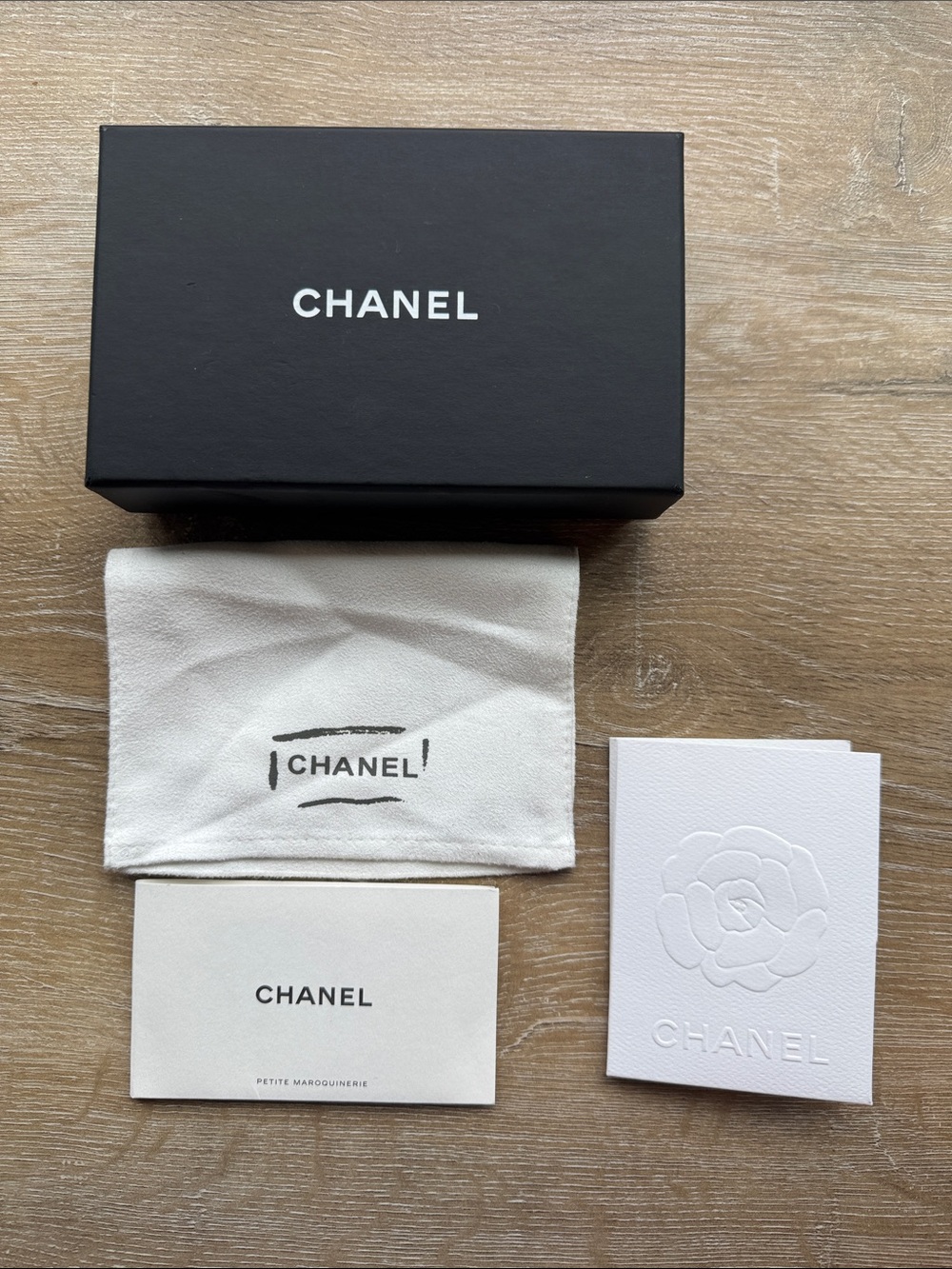 CHANEL Black and White small wallet Box with Dust Bag and Cards